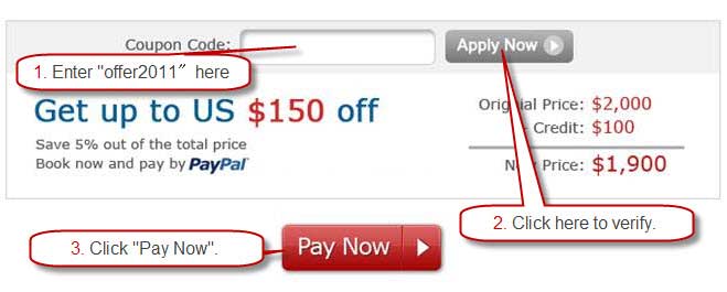 Sample of Claiming your offer